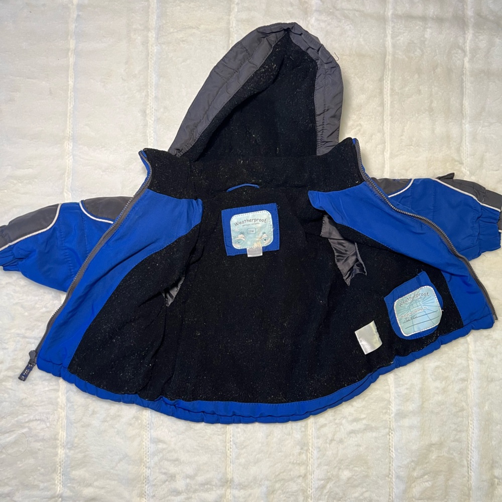 Blue and Gray Hooded Jacket